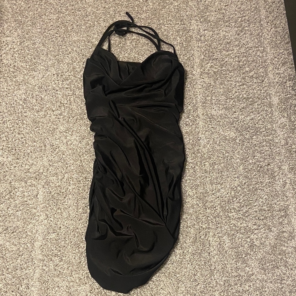 Elegant Black Halter Dress